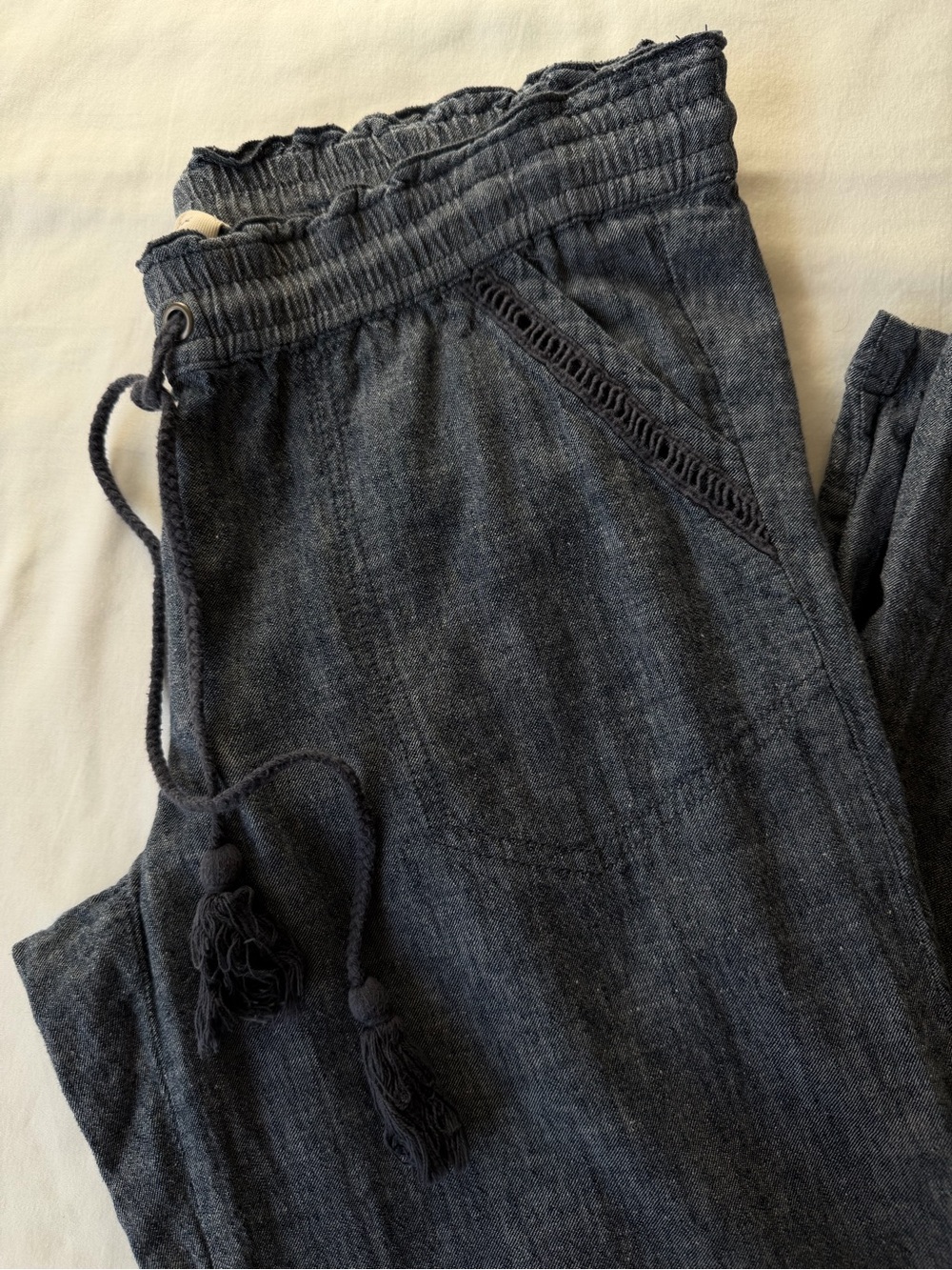 Rewind Denim Colored Linen Pants w/ Drawstring Women’s Size Small - Picture 2 of 11